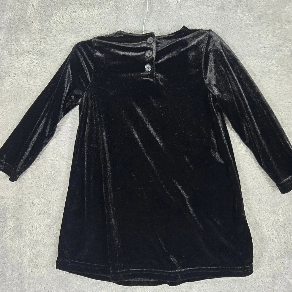 The Childrens Place Girls Black Velvet Rose Accent Holiday Dress 3T 36 Months